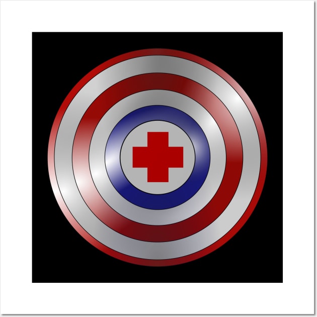 Proud Combat Medic Red Cross, Funny Medical Captain Design for Heroes without Capes Wall Art by Printofi.com